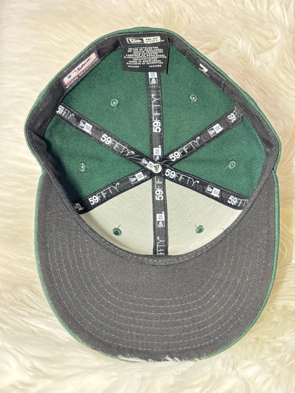 New Era Oakland Athletics A's 59fifty Dark Green Cap with Yellow & White Logo - Picture 10 of 14